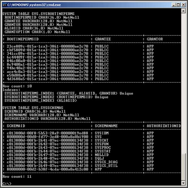 Show tables in database